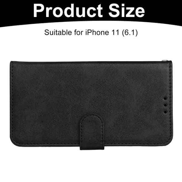 iPhone 11 Læder Wallet Case (2 Kort + ID) - Flere Farver - SORT Sort