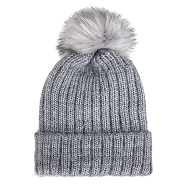 Unisex vintermössa | bobble hatt | Fleecefodrad mössa, grå