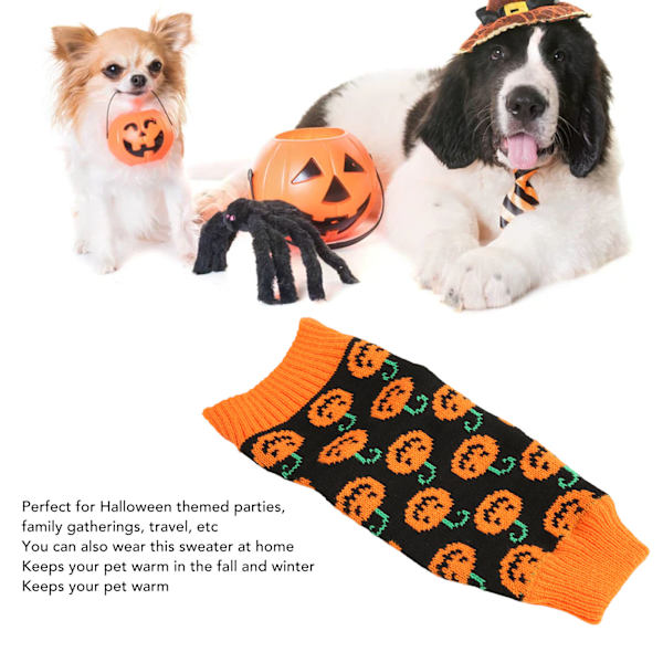 Hund Halloween tröja Multi Pumpa Smiley Face Hund Vinterkläder för Husdjur Halloween Tillbehör L
