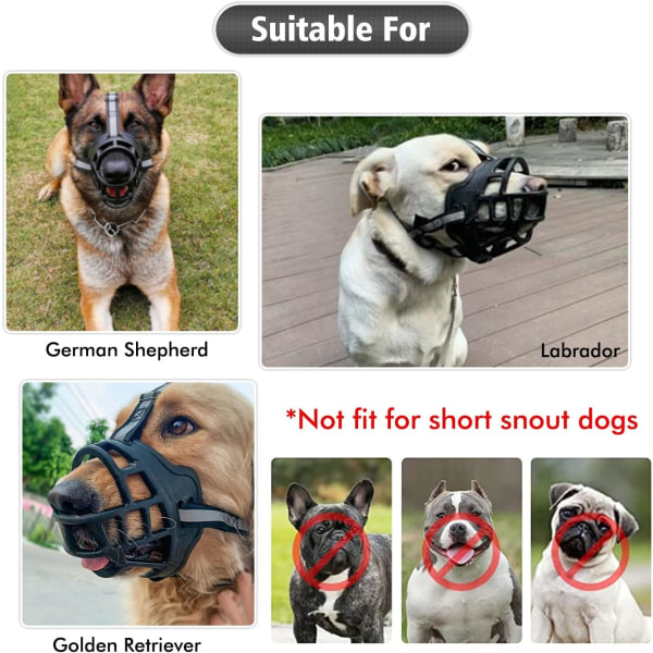 Hundmunstycke, hundmunstycke med andningsbart nät och hållbart nylonhuvudband, förhindrar bättre bitning, tuggning och skällande munstycke (S)