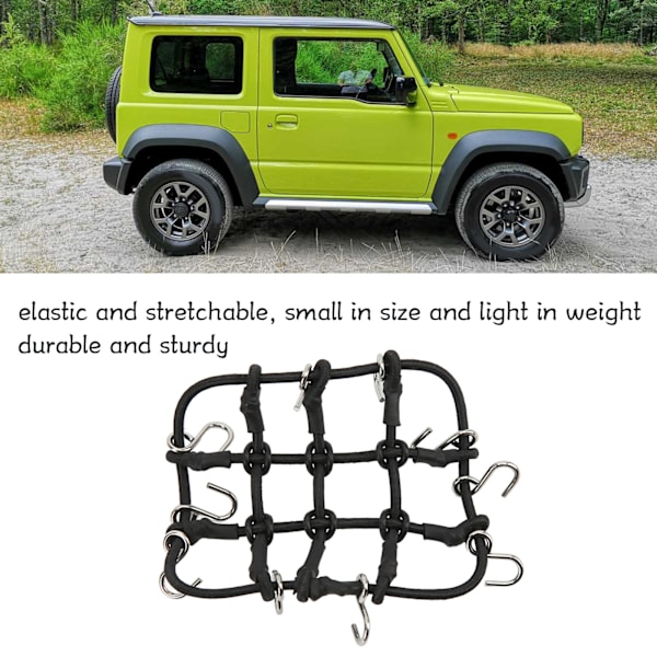 RC bagagenätställningsnät Simulering Rostfritt stål Gummi RC lastbil Bil Takräcke för Xiaomi Jimny RC Bil Svart