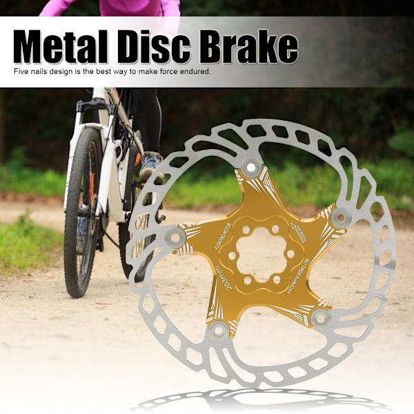 Kvalitetsmetall Mountainbike Cykel 203mm Fem Spik Skivbromsskiva Bromsbelägg Diskgolden