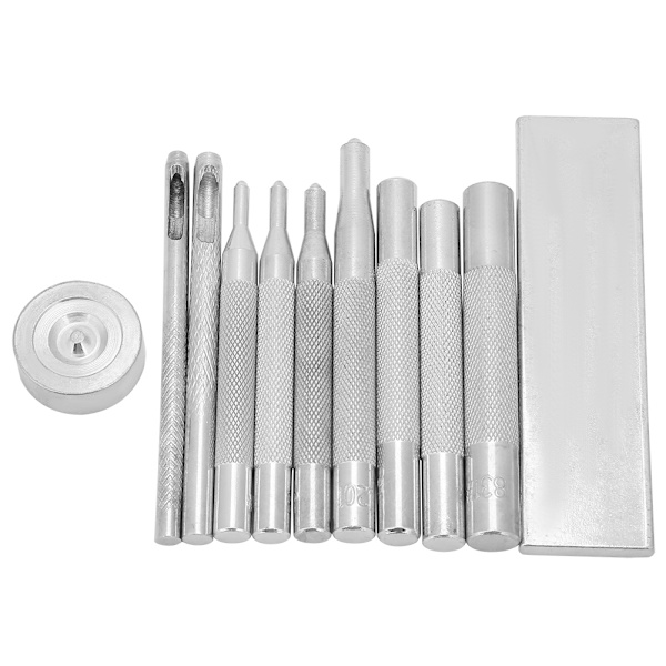 11 st DIY handfixering hålslag knappkit läderhantverksverktyg med bas