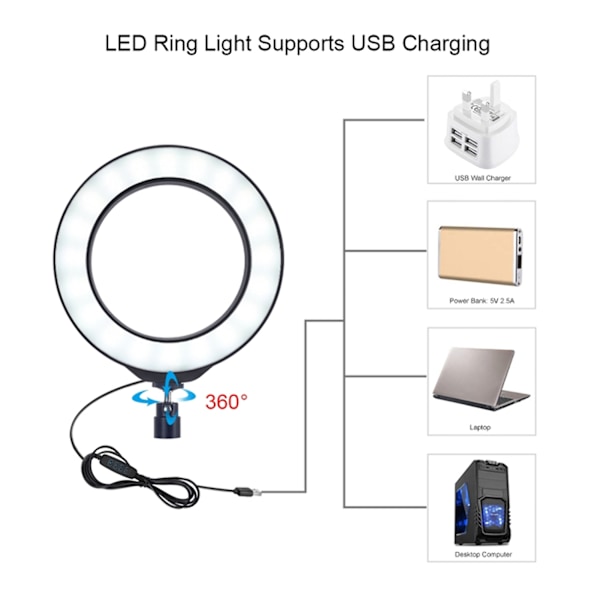 Perfekt Belysning Skrivbordsringlampa, Kompakt Lättvikt För Inomhusbelysning, Dimbar Lampa För Att Passa Alla Behov (Resevänlig Design)