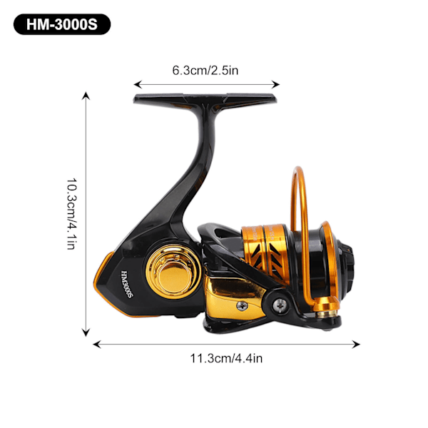 Spinnfiskerulle 5.0:1 Höghastighetsbete Casting Metallfiskerulle 4+1BB Grund Linje Kopp för Färskvattenfiske(HM-3000S )