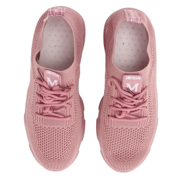 Snygga Sportskor Stickade Bekväma Andningsbara Klassiska Modesneakers för Kvinnor Flickor Rosa 38 Storlek Rosa