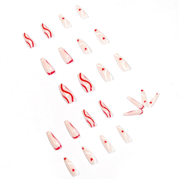 Långa falska naglar tips- Tryck på naglar Akryl lösnaglar