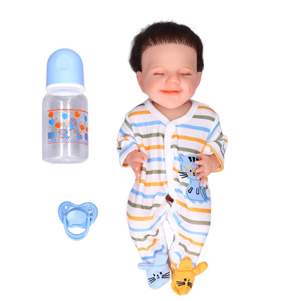 Livsliknande babydocka 12 tum mjuk silikon nyfödd babydocka med kläder matningsflaska barnleksak flickdocka