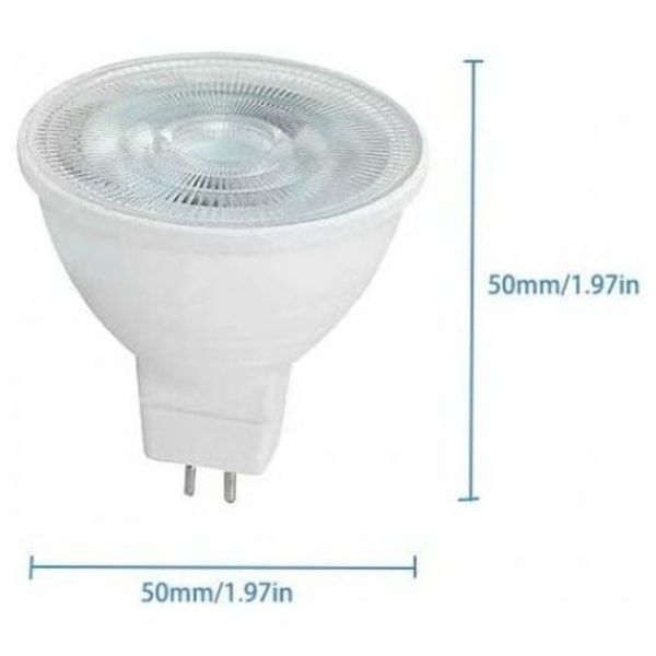 12-pack MR16 5W GU5.3 LED-lampa, motsvarande MR16 halogenlampa, kallvitt 6000K, 500 lumen, icke-dimmbar AC/DC 12V [Energiklass A]