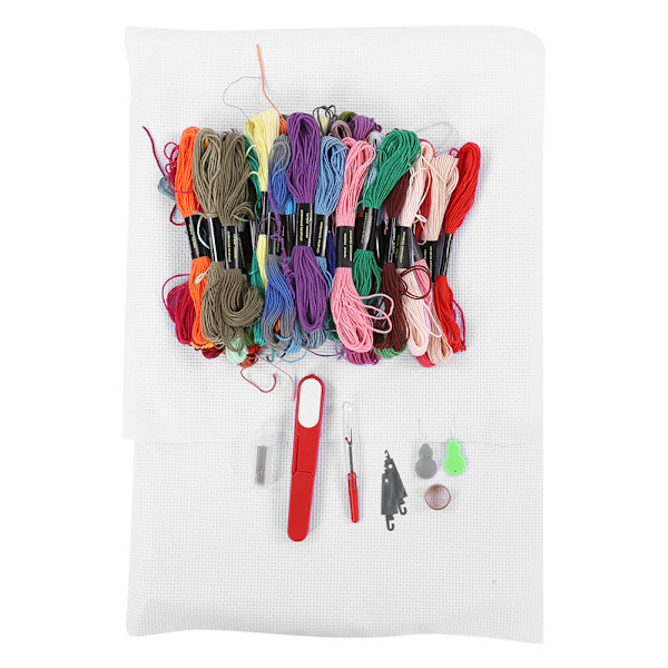 100 färger broderitråd sykit korsstygnsnålverktyg DIY stickning sömnadsset