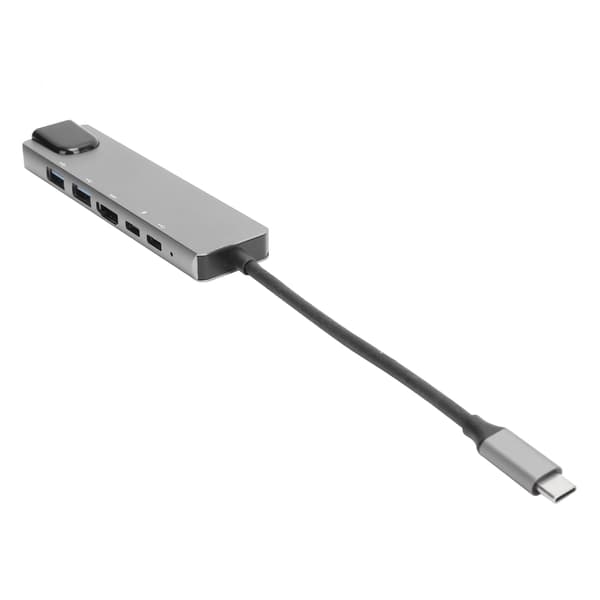 6 i 1 Type-C Dockingstasjon Type-C til PD/HDMI/RJ45/USB3.0 Kabeladapter Konverter