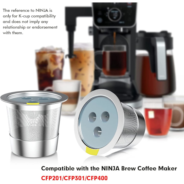 Silkopp Återvinning Ninja kaffemaskin rostfritt stål 3-håls K-cup kaffekapselkopp med filterpapperskopp