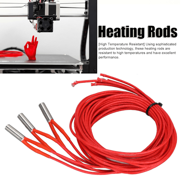 Avancerad 3D-skrivarvärmepatron, rostfritt stål med högtemperaturkablar för Ender 3 CR10S Pro, snabb uppvärmning för professionella resultat