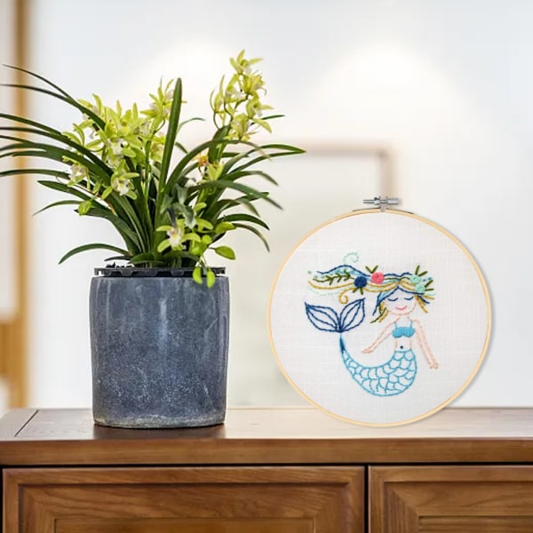 Broderikit för barn, broderikit med sjöjungfru, korsstygnsbroderi, korsstygnsset, broderikit för nybörjare för barn