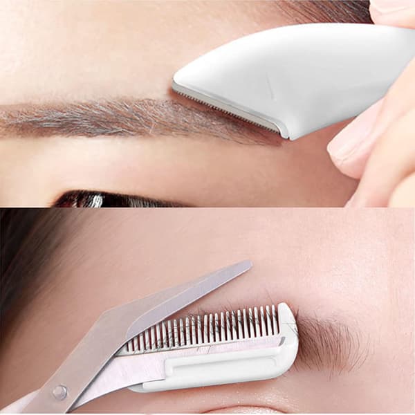 Eyebrow scissors with comb, eyebrow trimmer scissors, eyebrow trimmer, beauty tool white