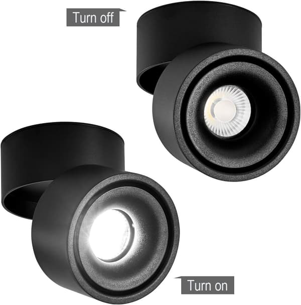 12 W LED takspotlight, overflatemontering, justerbar aksent
