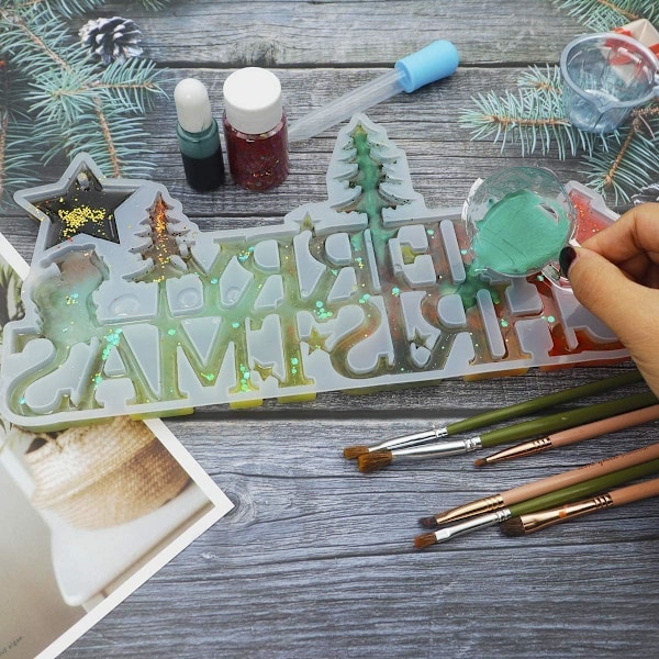 God Jul Formar, Kreativ DIY Kristall Epoxiform För Festligt Hantverk, Perfekt För Heminredning Och Presenttillverkning Under Julhelgen