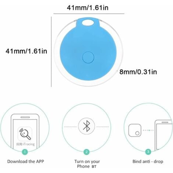4-pack Mini Vattentät och Bärbar Bluetooth GPS Locator för Bagage/Barn/Husdjur/Katt/Hund