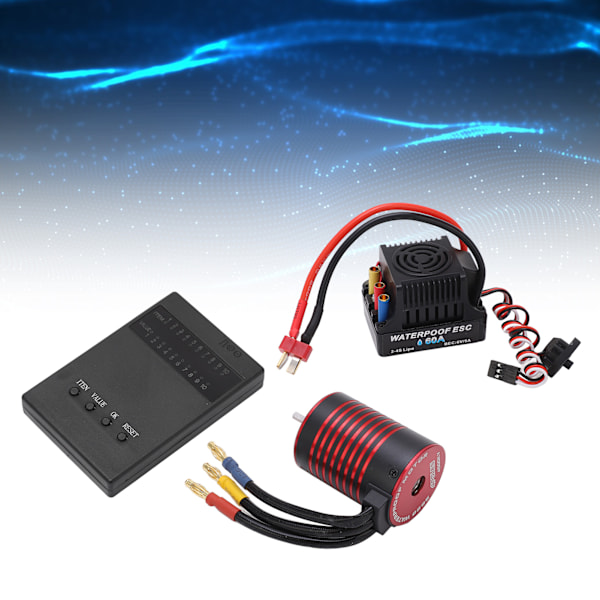 Borstlös motor ESC-kit Vattentät 3650 Borstlös motor 60A ESC Programmeringskort Set för 1/10 RC Bil 4500KV