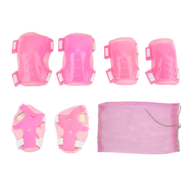 6 st / set rullskridsko skyddsutrustning justerbar knä armbåge handflata skydd för 6-18 år gammal rosa
