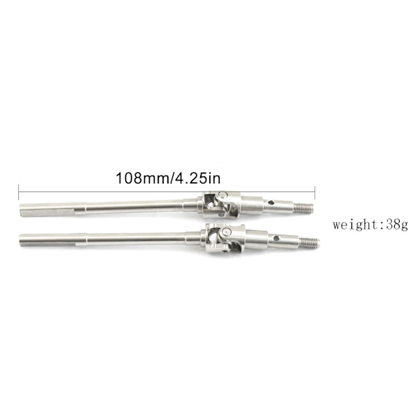 2PCS RC Bil Framaxel Drivaxel Set Rostfritt Stål RC Fram CVD Drivaxel Uppgraderingar Delar för FMS 1/10 Fjärrkontroll Bil Silver