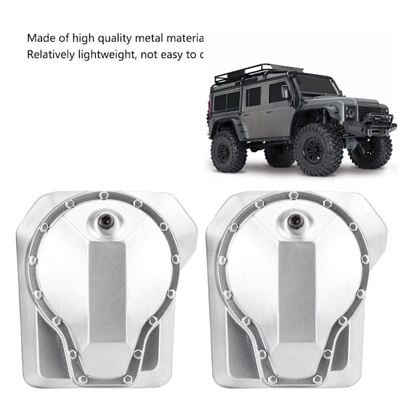 Metall Diff Cover Case Främre Bakre Drivaxel Silver för Traxxas TRX4 1/10 RC Crawler Bil
