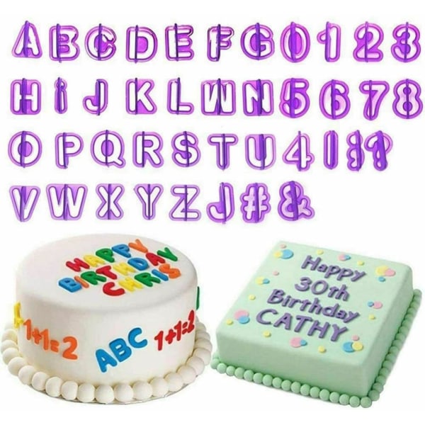 40 x fondant fräs set- siffror bokstäver alfabetet marsipan tårta