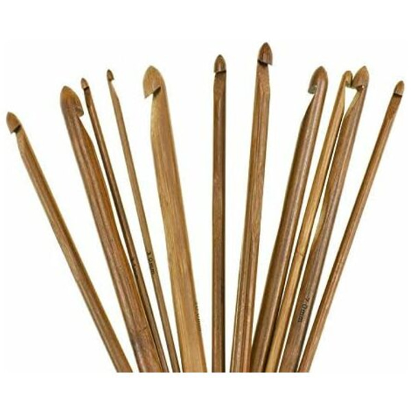 Virka nålar 12 st bambu cirkulära nålar, bambu stickningsverktyg set