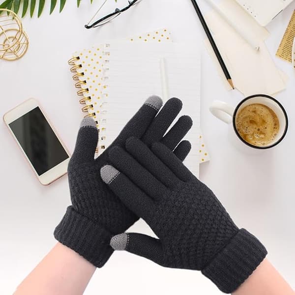 Touchscreen Handsker til Vinterbrug, Varme Vinterhandsker Strikket Foret med Fleece Foret Varme og Elastisk Manchet Design, Bløde Termiske Handsker til Kulde