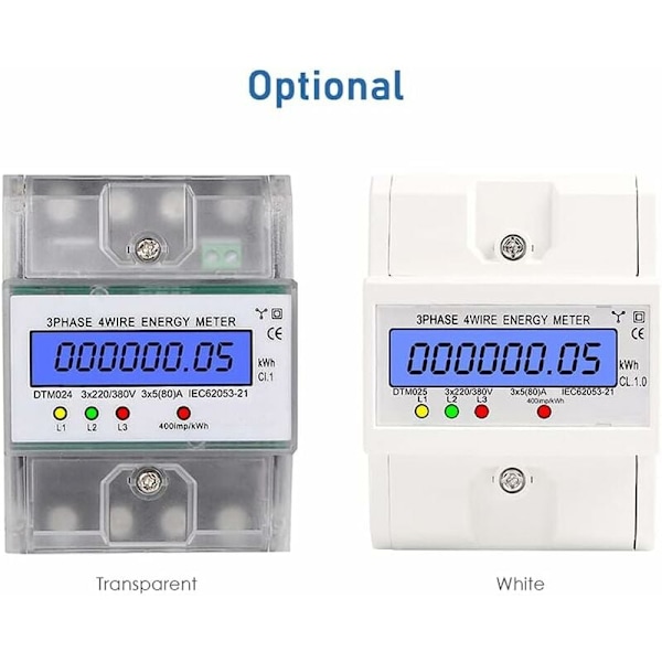 Digital LCD Energimätare, Trefas 4-tråds Förbrukningsmätare med Bakgrundsbelyst Display, Anti-elektromagnetisk Intereferens Stabilitet Säkerställer Noggrannhet