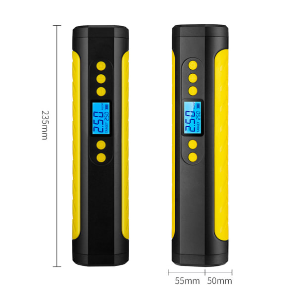 Bärbar luftkompressor Mini-uppblåsare Elektrisk pump, Nödlägesdäckuppblåsare med LCD-display LED-ljus, mobil ström, 2000mAh Laddningsbar Li-ion