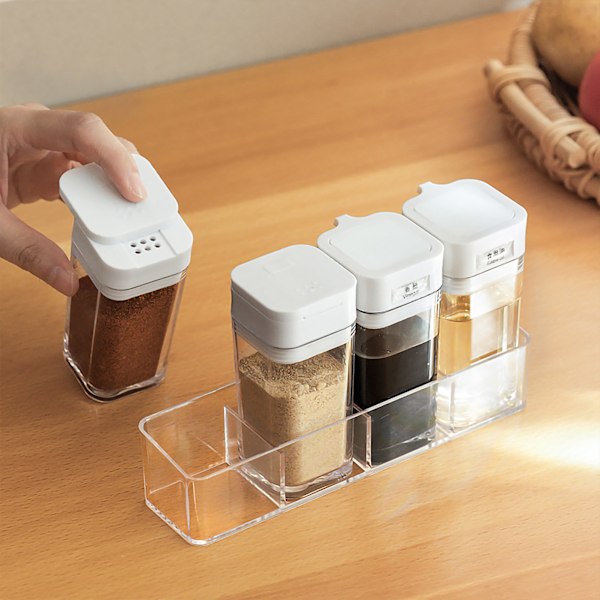 Stilfull Kryddbox, Kryddlåda i Glas med Genomskinliga Kryddbehållare, Giftfria Material för Säker Förvaring, Lufttät för att Förhindra