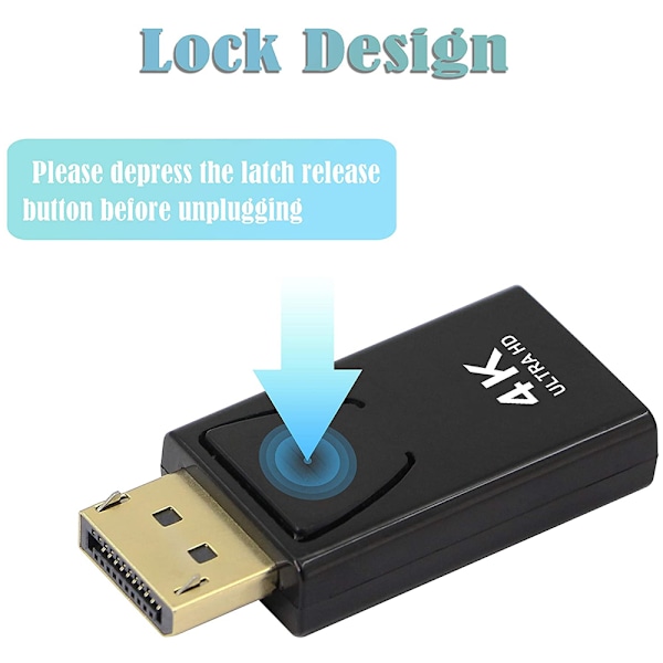 DisplayPort till HDMI-adapter, omedelbar dataströmning för PC och grafikkort