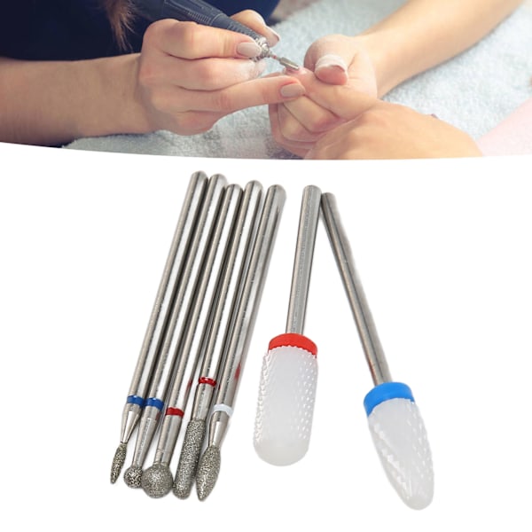 Cylinder Nagelbandsbits Set, Säkerhets Manikyrborr med Portabelt Fodral, Passar de Flesta Elektriska Nagelborrar, Nagelbandsborttagare Diamantbits