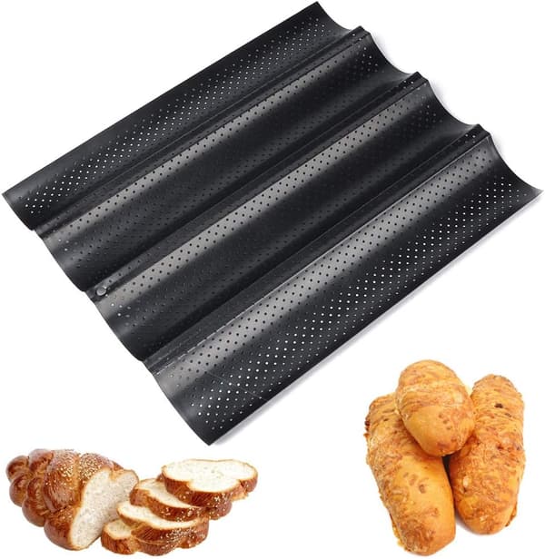 Perforeret brødbakke 4 spisepinde vendbar non-stick formbakke