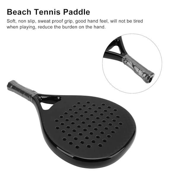 Full Carbon Fiber Beach Tennis Paddle Beach Racket med EVA Foam Core Tennis Racket
