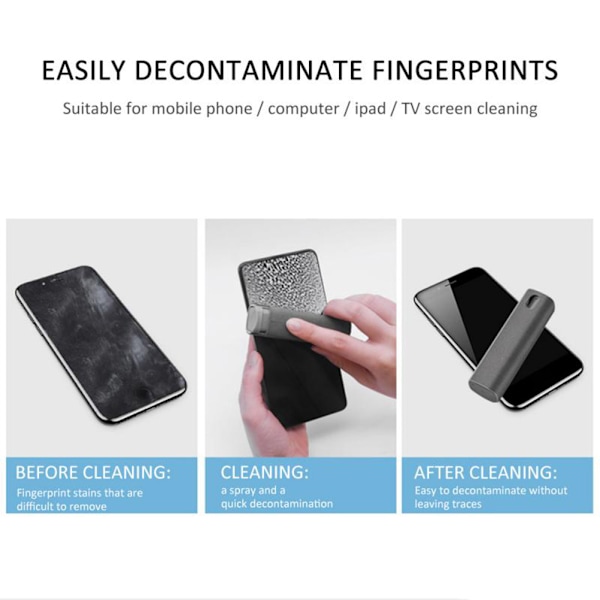 Professionell Skärmrengörare, Touchscreen-spray, Skonsam Rengöringslösning för Mobiltelefoner, Datorer, TV-skärmar, Återanvändbar Sprayflaska med Mikrofiber