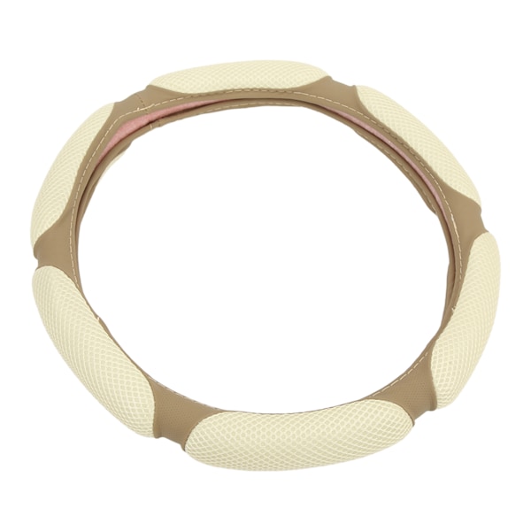 15 tum Rund Rattöverdrag Konstläder Andningsbart Is Silke Halkskyddande Universal för 37‑38cm Rattar Khaki