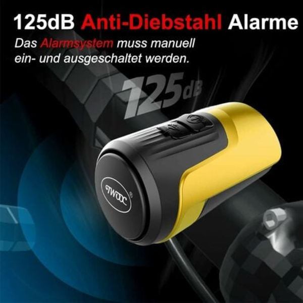 （Gul）Elektrisk cykelklocka, 125dB stöldskydd högt larm elektroniskt cykelhorn, 4 ljudlägen, USB-laddningsbart batteri, vattentät cykelhorn