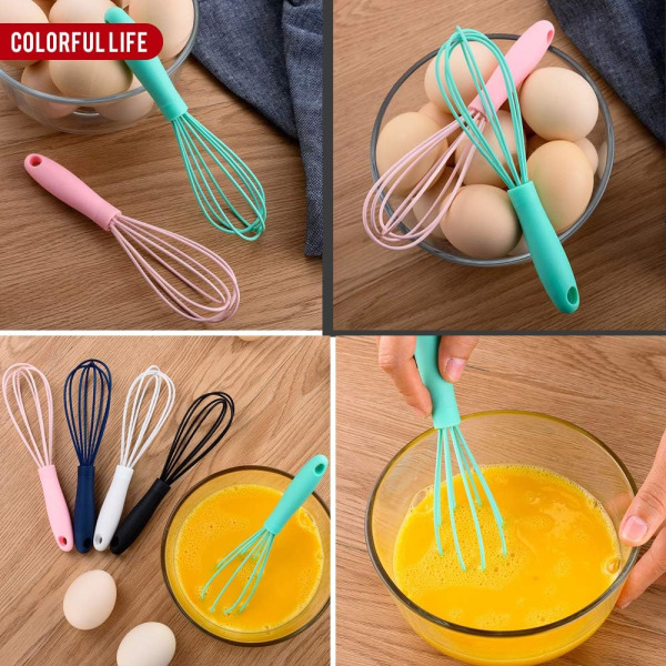 5 st färgglada köksminisilikonvispar - minivisp Rostfri degvisp, non-stick hand liten ballongvisp, mjölkskummare kök