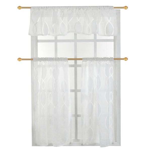 3 st/set Dubbel Färg Polyester Fönstergardin Nyans Blackout Sovrum Vardagsrum (Vit)