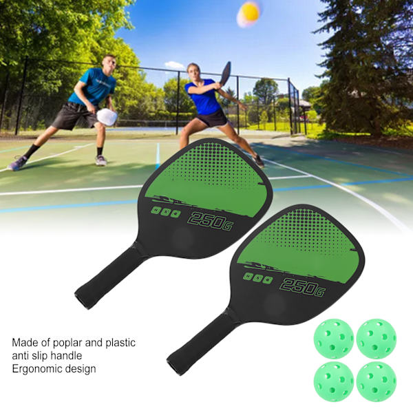Pickleball Set Bärbar Pickleball 2 Paddlar och 4 Bollar Set med Förvaringsväska för Utomhussporter