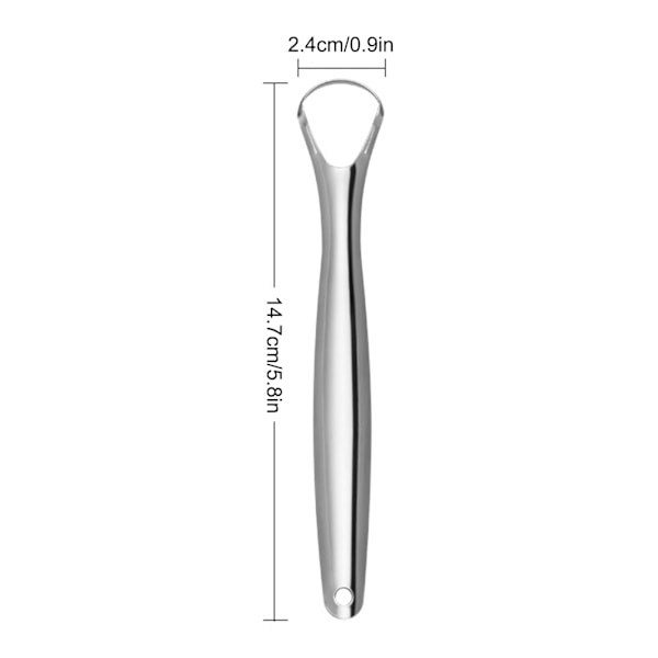 Tungskrapa för vuxna, reducerar dålig andedräkt, bekvämt grepp, rengörare i rostfritt stål, ergonomiskt utformad för daglig munvård, silver (1 st)
