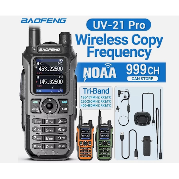 Baofeng UV-21 Pro V2 Walkie Talkie Luftband Typ-C Lång Räckvidd Ham Tvåvägsradio