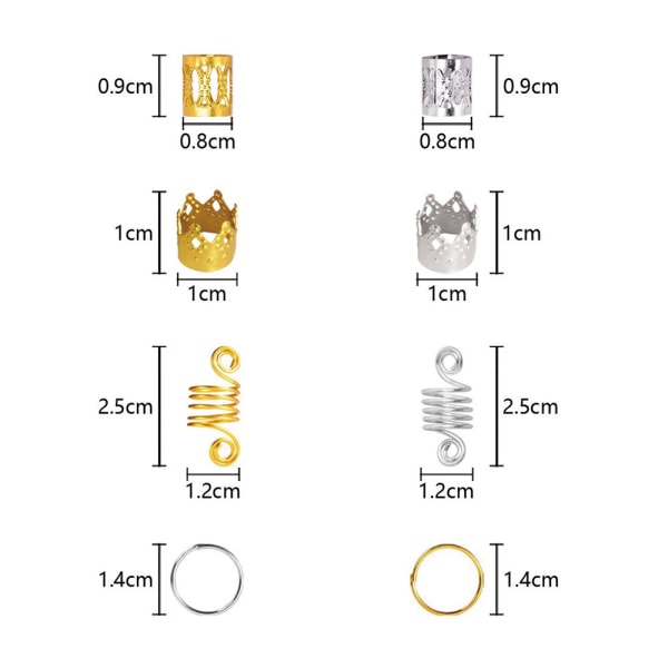 160 st diverse stil metall hår manschett hår mottagande cirkel ring hår spole Dreadlock hår fläta knapp pärla dekoration smycken hårförlängning