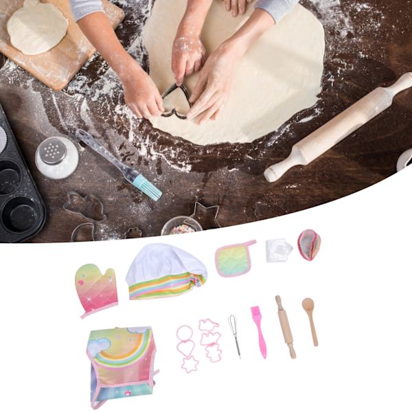 Barn Baka Kock Set Förkläde Ugnsvante Matlagning Kock Klä Ut Rollspel Kök Leksaker