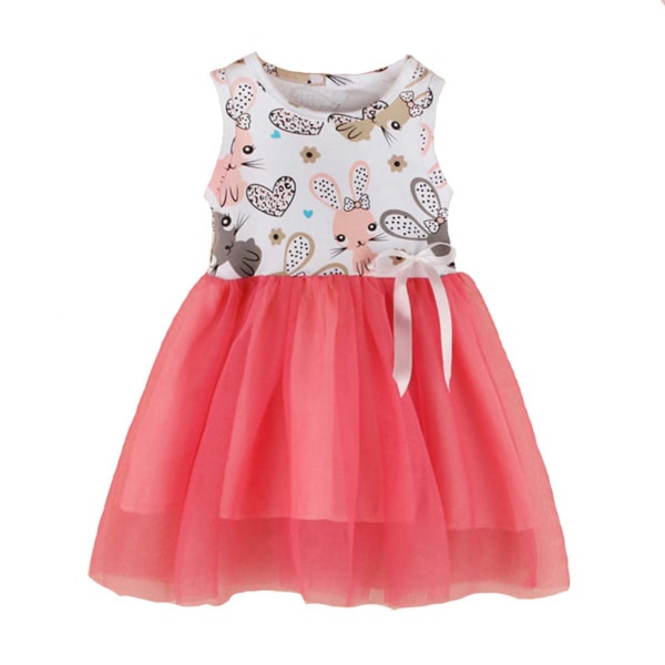 Toddler Baby Girl Påsk Outfit Ärmlös Kanin Tutu Klänning Princess Festklänning Sommarkläder