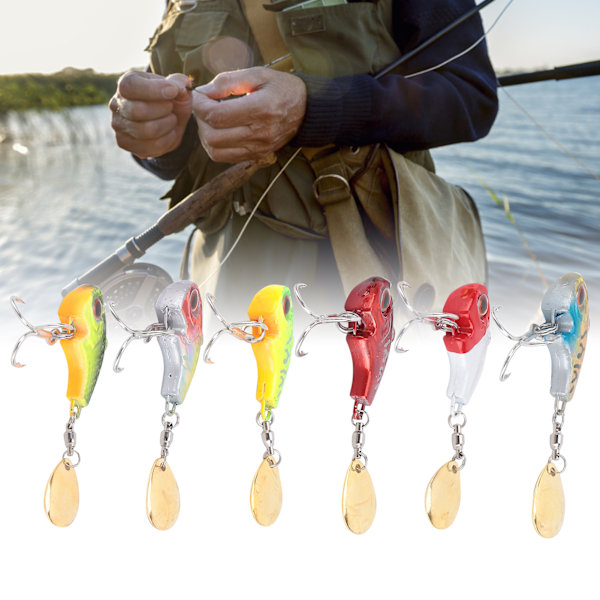 Metall Mini VIB med sked Trout Fiske Lure 9g Sjunkande Beten Roterande Svans Fiskeutrustning