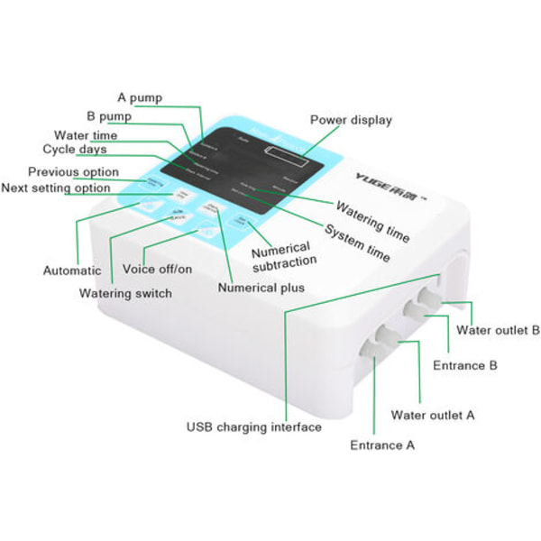 Intelligent Device Automatisk Vattning Solenergi Laddning Droppbevattning Krukväxt Klocksystem, Dubbel Pump-15M |ESCAPE