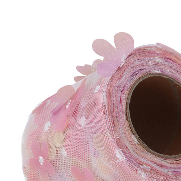 Tulle rulle färgglad gradient blomma rosett nät tyg rulle DIY material band röd
